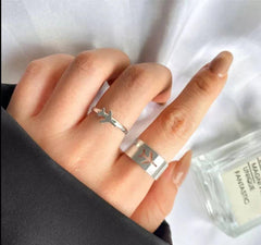 2 Pcs Trendy Couple Aeroplane Rings