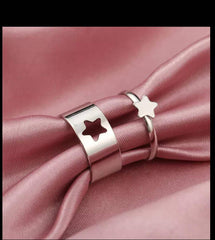 2 Pcs Trendy Couple Star Rings
