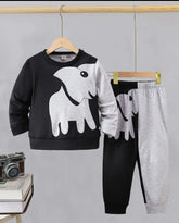 Cozy Printed Fleece Tracksuit Set for Boys & Girls - 2 Pcs (Shirt & Trouser)