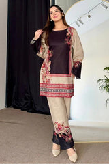 Stylish Multi-Color Printed Co-Ord Set - 2 Pcs Women's Stitched Silk Ensemble