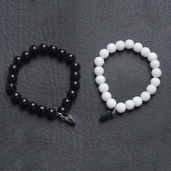 1 Pc Heart Design Resin Polish Artificial Stones Couple's Bracelet