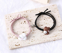 2 Pcs Acrylic Plated Couple's Bracelet