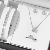 Bridal Silver Plated Rhinestone Necklace And Bracelet Set