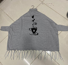 Women's Fleece Cup Printed Poncho