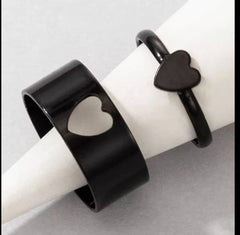 2 Pcs Trendy Couple Heart Rings