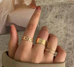 3 Pcs Alloy Dainty Plain Rings Set