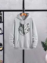 Men's Printed Fleece Hoodie Track Suit - 2 Pcs Set, Speed Gray