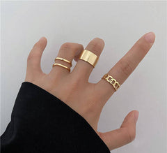 3 Pcs Alloy Dainty Plain Rings Set