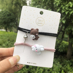 2 Pcs Acrylic Plated Couple's Bracelet