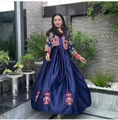 2 Pcs Women's Stitched Shamoz Silk Embroidered Maxi