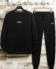 2 Pcs Men's Fleece Printed Sweatshirt Track Suit