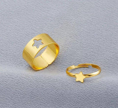 2 Pcs Trendy Couple Star Rings