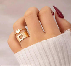 2 Pcs Trendy Couple Heart Rings