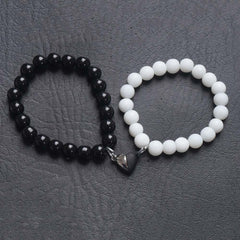 1 Pc Heart Design Resin Polish Artificial Stones Couple's Bracelet