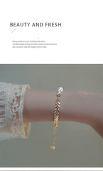 Leaf Pearl Gold Bracelet For Girls
