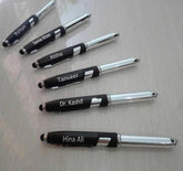 Name Pen With Stylus, Torch & Mobile Holder