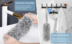 Microfiber Duster with Extension Pole Stainless Steel 30 to 100 with Bendable Head Extendable Long Fan Duster for Cleaning Ceiling Fan High Ceiling Keyboard Furniture Cars Gray