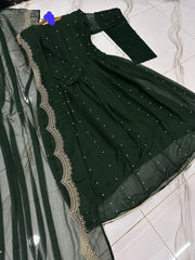 3 Pcs Women's Stitched Embroidered Maxi Suit