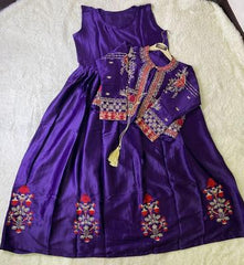 2 Pcs Women's Stitched Shamoz Silk Embroidered Maxi