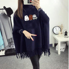 Women's Fleece Printed Poncho