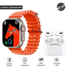 I20 Ultra Max With AirPods Bonus |10 in 1 Smartwatch Bundle 2.3 Inch Large Screen 10 Straps