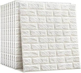 3D Brick Wall Stickers, Self Adhesive Wallpaper Foam Sheet, PE Foam High Quality Brick Wallpaper, Sofa Background Wall Décor, Peel and Stick 3D Art Wall Brick Room Panels for TV Walls – White – 70*77cm