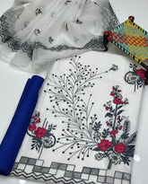 3 Pcs Women's Unstitched Organza Embroidered Suit
