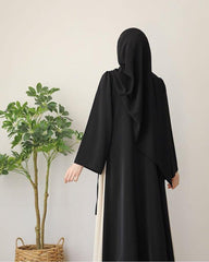 Elegant Black Georgette Classic Abaya with Stroller - 1 Pc