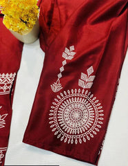 2 Pcs Women's Stitched Linen Block Printed Suit