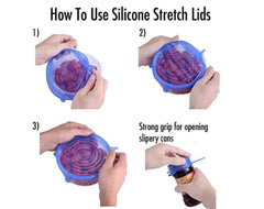 6 Pcs Kitchen Reusable Silicone Stretch Seal Lid