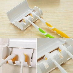Toothpaste Dispenser With 5 Brush Holder Wall Mounted Automatic Hands Free Toothpaste Dispenser