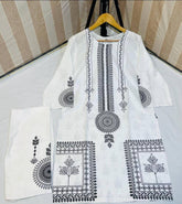 2 Pcs Women's Stitched Linen Block Printed Suit