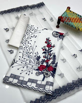 3 Pcs Women's Unstitched Organza Embroidered Suit