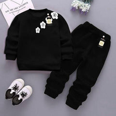 2 Pcs Girl's Fleece Printed Sweatshirt Tracksuit
