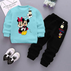 2 Pcs Fleece Printed Sweatshirt Tracksuits