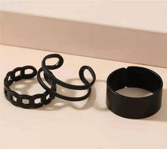 3 Pcs Alloy Dainty Plain Rings Set