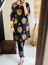 2 Pcs Women's Stitched Linen Embroidered Shirt And Trouser