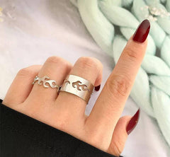 2 Pcs Trendy Couple Flame Rings