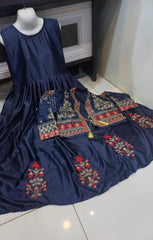 2 Pcs Women's Stitched Shamoz Silk Embroidered Maxi
