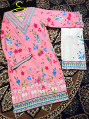 2 Pcs Girl's Lawn Printed Shirt And Shalwar Suit