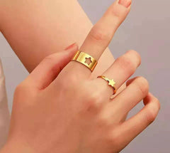 2 Pcs Trendy Couple Star Rings