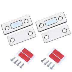 Magnetic Door Catch Ultra Thin Cabinet Magnets Stainless Steel Cabinet Door Magnetic Catch Adhesive Cabinet Door Magnets For Kitchen Closet Drawer Magnetic Cabinet Latch
