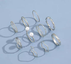 10 Pcs Trendy Golden/Silver Rings Set