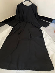 Elegant Black Georgette Classic Abaya with Stroller - 1 Pc