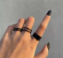3 Pcs Alloy Dainty Plain Rings Set