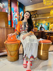 Stylish Women's Stitched Printed Shirt And Trouser Set - 2 Pcs