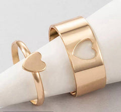 2 Pcs Trendy Couple Heart Rings