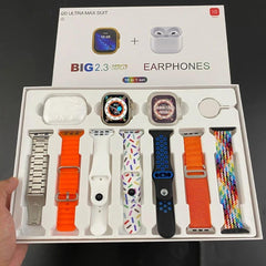 I20 Ultra Max With AirPods Bonus |10 in 1 Smartwatch Bundle 2.3 Inch Large Screen 10 Straps