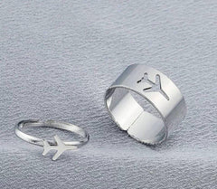 2 Pcs Trendy Couple Aeroplane Rings