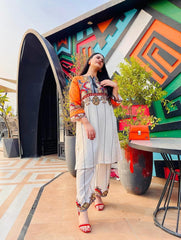 Stylish Women's Stitched Printed Shirt And Trouser Set - 2 Pcs